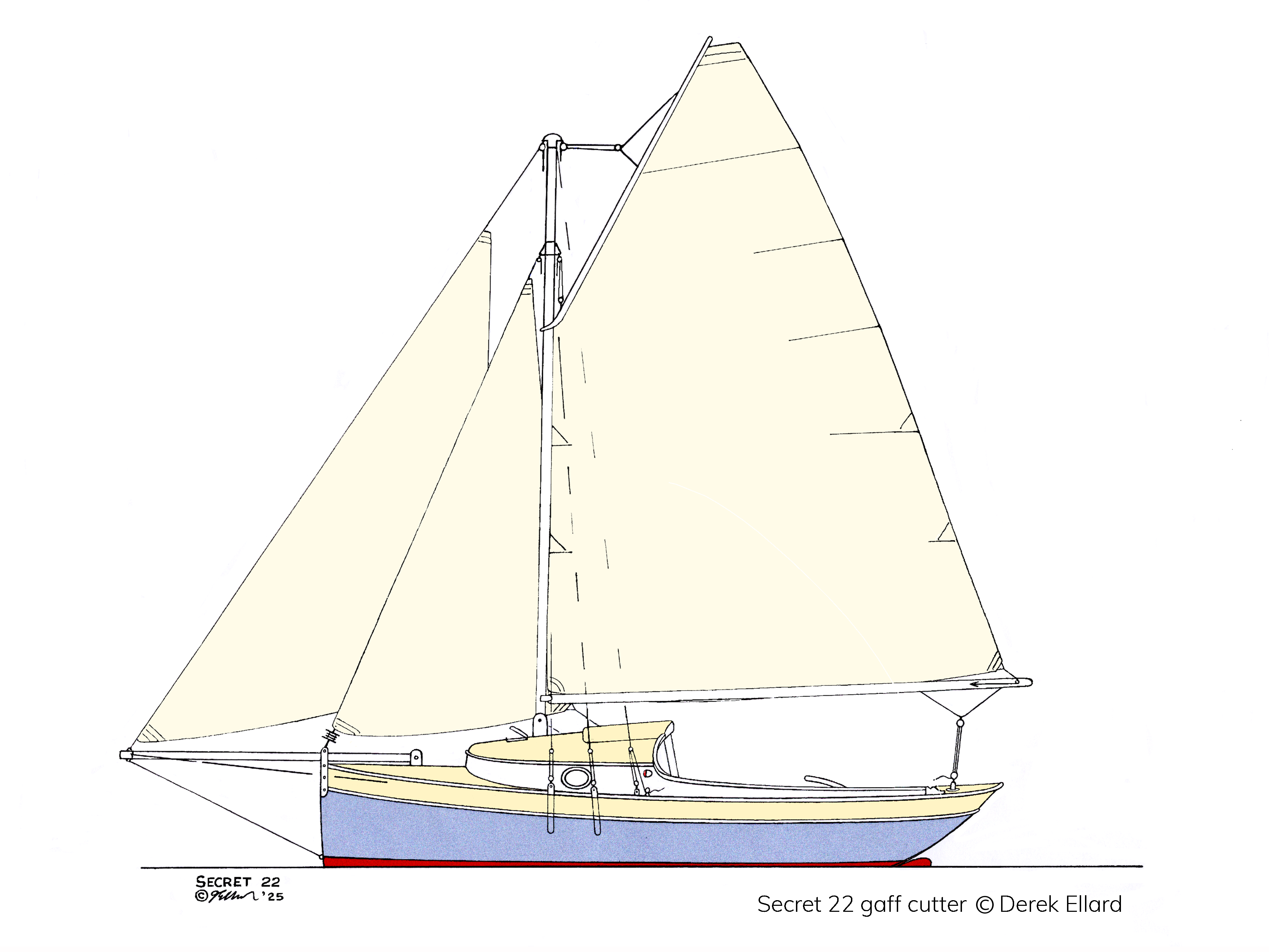 Secret 22 gaff cutter sail plan